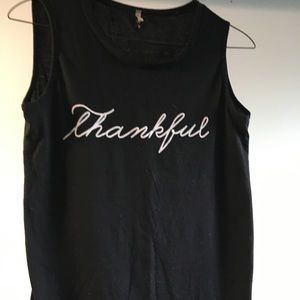 Muscle tank, black, “Thankful”, small